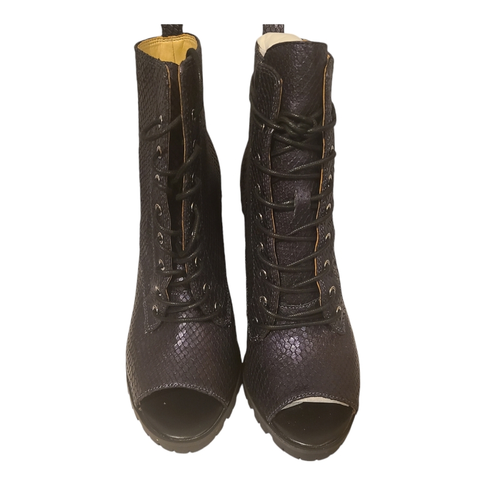 New The Monica Open Toe Purple Snakeskin Boots